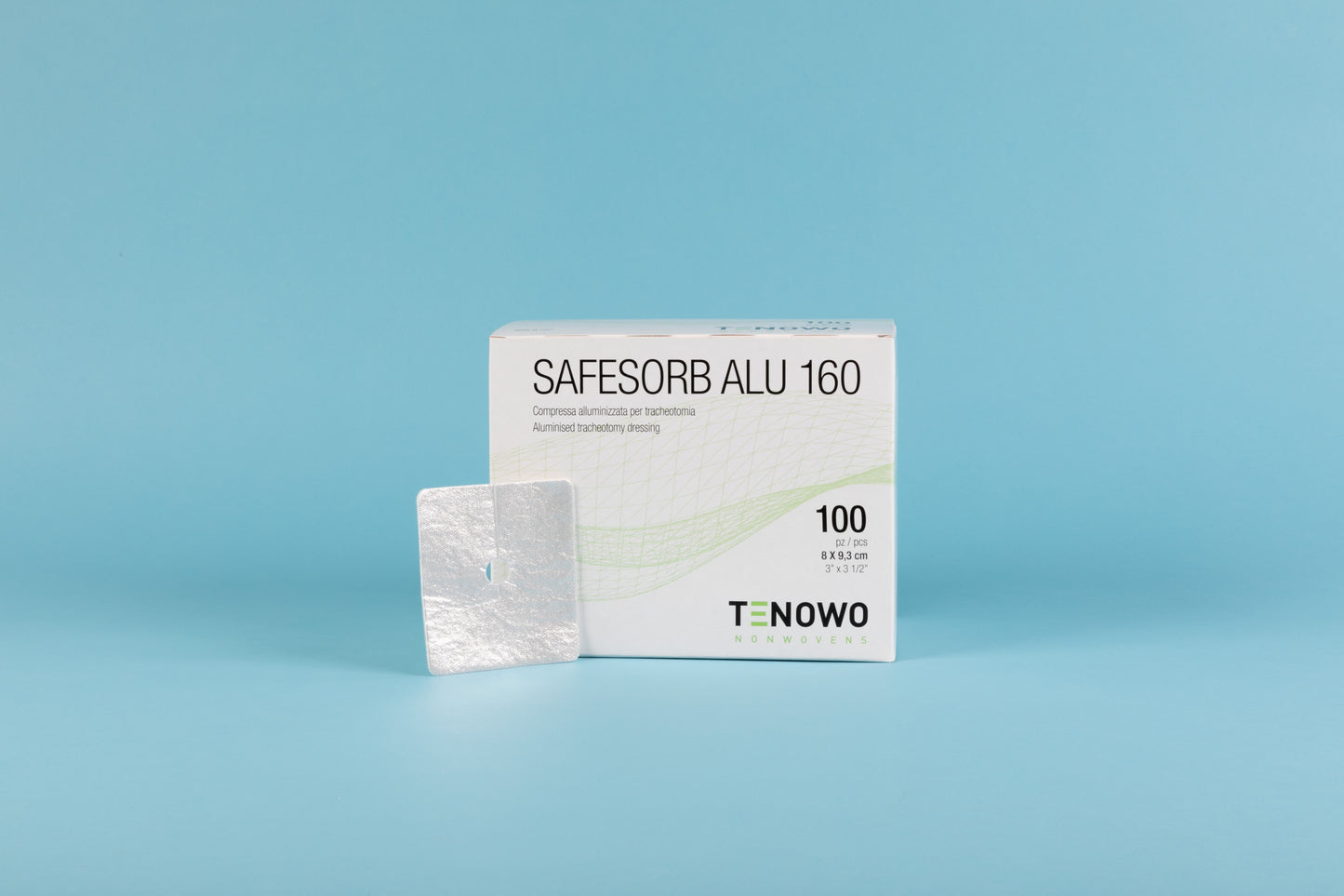 SafeSorb ALU Trachealkompresse, steril – 8,0 × 9,3 cm